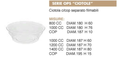 Insalatiera Plastica 1000cc 50pz Trasp.