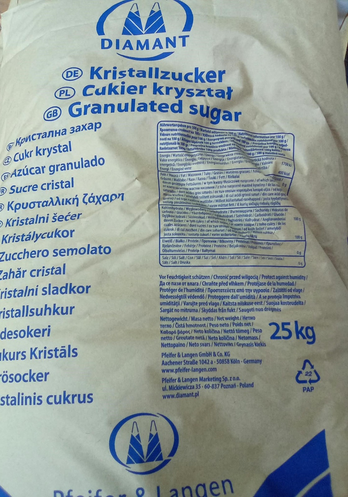 Zucchero Semolato Fine 25Kg